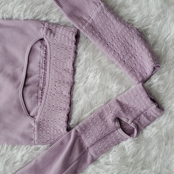 35. Free People Movement Cut It Out Longsleeve Crop Lilac - Picture 5 of 13